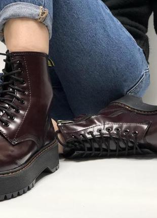 Жіночі демі черевики. dr martens jadon bordo. натуральна матова шкіра.6 фото