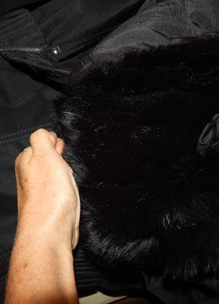 Теплое пальто с капюшоном из нутрии на кролике4 фото