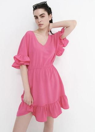 Платье / платье ярко розовое /платье со свободными рукавами