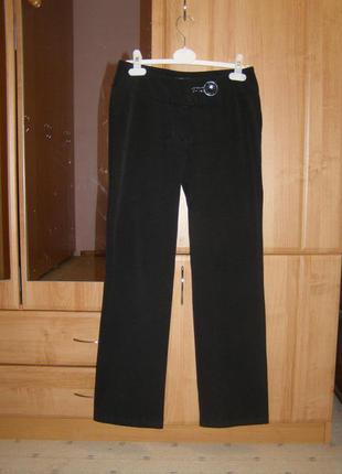 Черные прямые утепленные зимние брюки для стройной девушки, xs-s1 фото