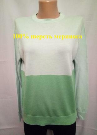 Вовняний ніжний м'ятний светр, пуловер marks&amp;spencer No10kt