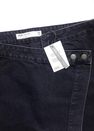 Черная выбеленная джинсовая юбка с запахом на запах asos2 фото