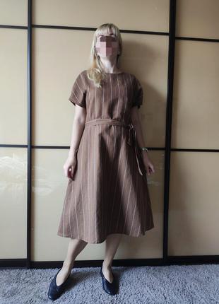 Сукня 100% бавовна міді з кишенями кемел капучіно в смужку від principles1 фото