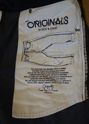 Узкие темно-голубые джинсы с выбеленностями и потертостями originals by jack & jones дания 28/30 р.6 фото