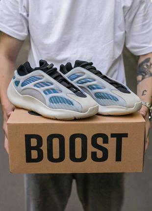 Кросівки спортивні білі з блакитним yeezy boost 700 v3 "azael"