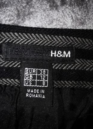 Спідниця в смужку коттон ялинка міні коротка h&m вовняна з кишенями6 фото