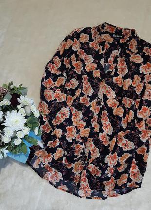 Шёлковая свободная рубашка в цветы принт v-образный вырез длинный рукав rdalaman р.10/126 фото