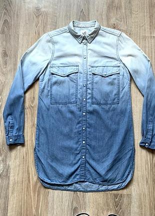 Женская хлопковая рубашка reserved туника удлиненная с градиентом