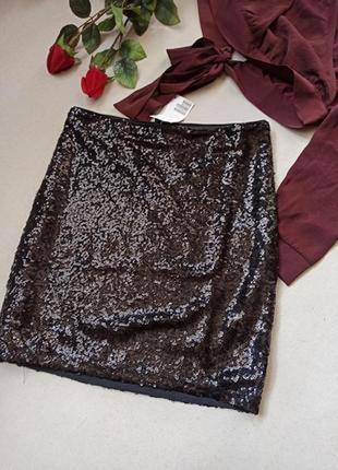 Мини-юбка h&m чёрная, в блестящую пайетку2 фото