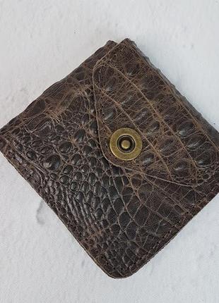 Кожаный кошелек, портмоне, кожа натуральная с тиснением под крокодила