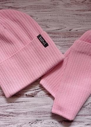 Трикотажний комплект набір шапка хомут снуд рубчик р. 48-522 фото