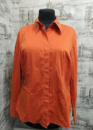 Оранжевая рубашка блуза с длинным рукавом