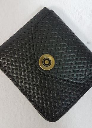 Портмоне натуральная кожа, черная с тиснением под плетенку