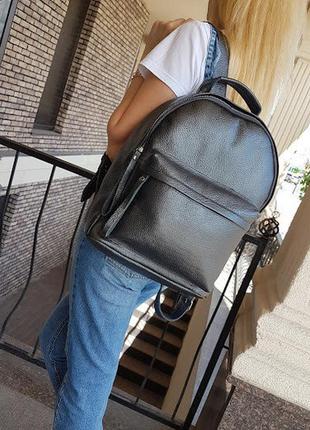 Кожаный рюкзак бетти, натуральная кожа флотар, серый металлик1 фото