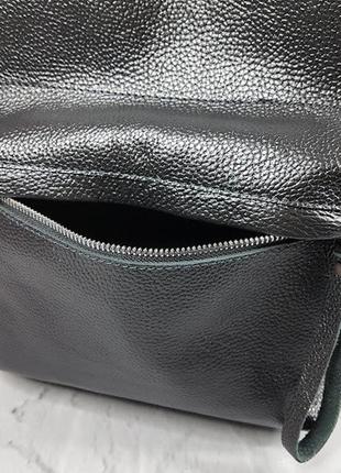 Кожаный рюкзак бетти, натуральная кожа флотар, серый металлик5 фото