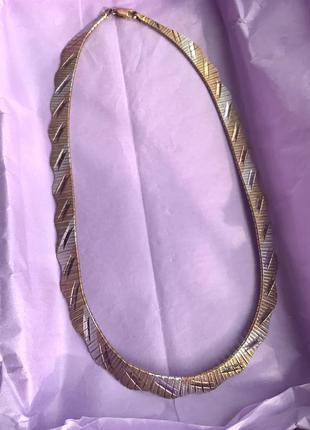 Колье серебро 925 italy клеймо позолота винтаж ретро цвет золото серебро2 фото