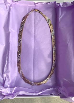 Колье серебро 925 italy клеймо позолота винтаж ретро цвет золото серебро9 фото