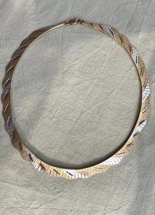 Колье серебро 925 italy клеймо позолота винтаж ретро цвет золото серебро8 фото