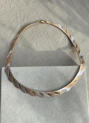 Колье серебро 925 italy клеймо позолота винтаж ретро цвет золото серебро6 фото