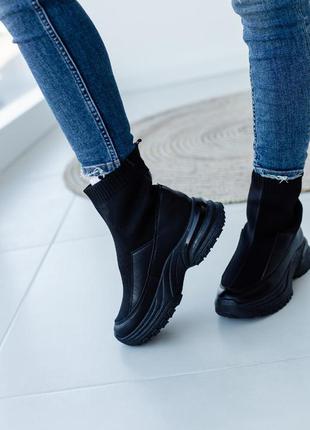 Женские ботинки черные maple 33191 фото