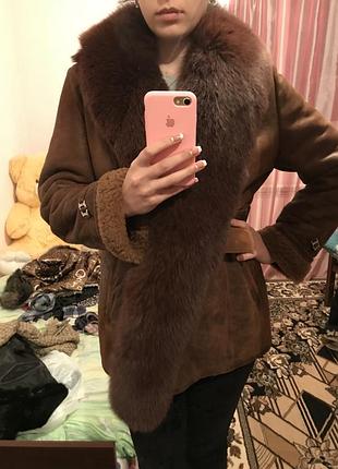 Дублянка натуральна з хутром песця