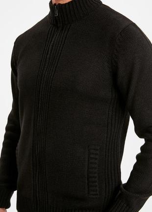 Теплая черная мужская кофта lc waikiki/лс вайкики на молнии, с карманами2 фото