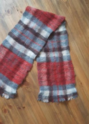 Теплий шерстяний шарф в клітинку