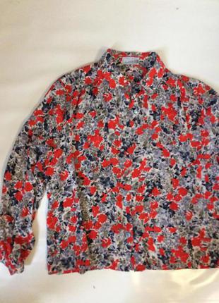 Женская блузка  натуральный шёлк яркий цветочный  принт peter hahn2 фото