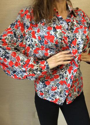 Женская блузка  натуральный шёлк яркий цветочный  принт peter hahn6 фото