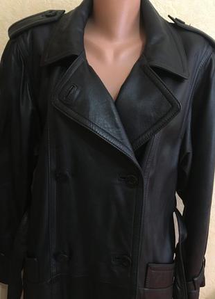 Черный плащ-пальто кожаный-батал-размер 20\22-  от mercedes benz2 фото