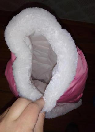 Конверт на выписку теплый для девочки одеяло с капюшоном розовый7 фото