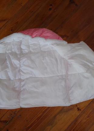 Конверт на выписку теплый для девочки одеяло с капюшоном розовый10 фото
