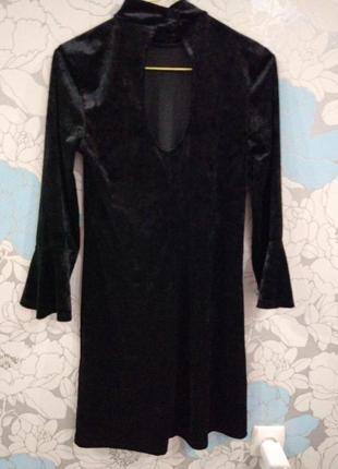 Классическое черное велюровое платье девочке-подростку бренд monki, разм.42-442 фото