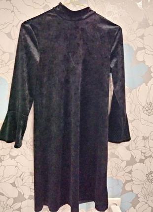 Классическое черное велюровое платье девочке-подростку бренд monki, разм.42-443 фото