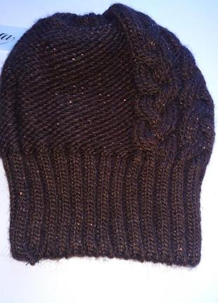 Зимняя шапка тёплая  коричневая
