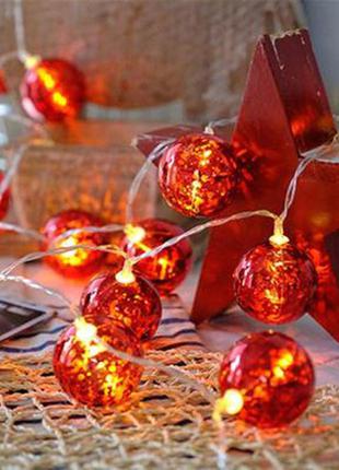 Гирлянда colorway светодиодная christmas lights ball 6 см 10 led 1.5 м usb red (cw-mc-lb10u)