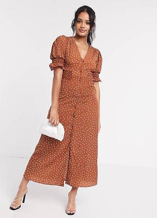 Шикарное макси платье asos design в мелкий горошек!