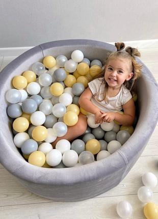 Сухой бассейн с шариками - серый велюр4 фото