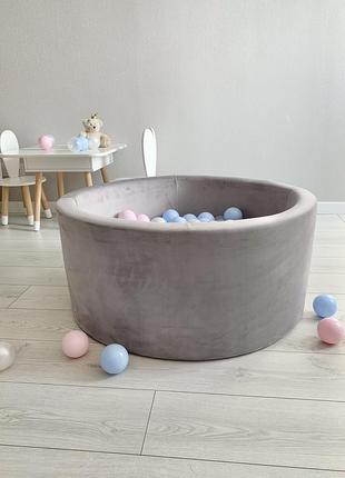 Сухий басейн з кульками - сірий велюр