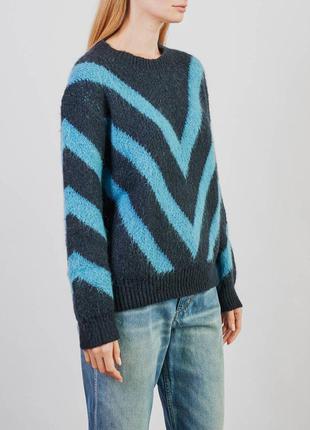 Светр черный мохеровый свитер с голубым графичным узором. sandro в полоску nuga4 фото