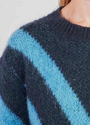 Светр черный мохеровый свитер с голубым графичным узором. sandro в полоску nuga3 фото