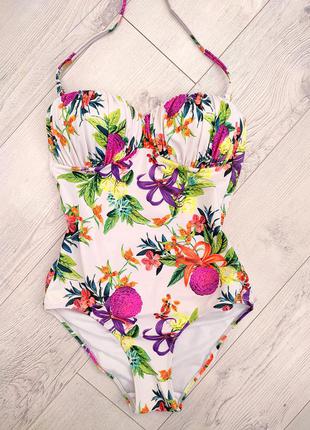 Суцільний сдельний купальник бандо анджеліжа в квіточки