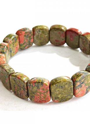 Браслет на резинке яшма гелиотроп