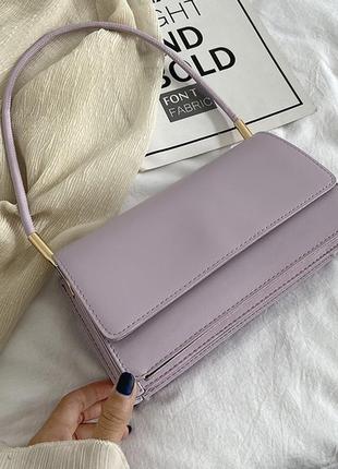 Жіноча класична сумочка через плече клатч на короткій ручці багет фіолетовий пурпурний