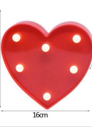 Led сердце, размер 16*16см - (на 2 пальчиковых батарейках, батарейки в комплект не входят)2 фото