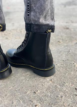 Dr. martens 1460 black зимові жіночі черевики мартінс в чорному кольорі9 фото