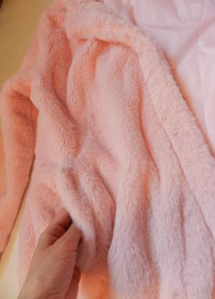✅нежно розовая шубка халат из эко меха демисезон7 фото