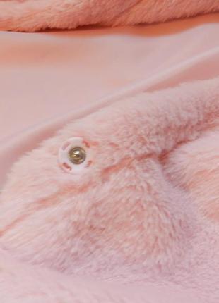 ✅нежно розовая шубка халат из эко меха демисезон5 фото