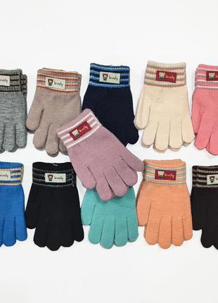 Теплые перчатки для девочки, демисезонные,мята, бежевые, розовые