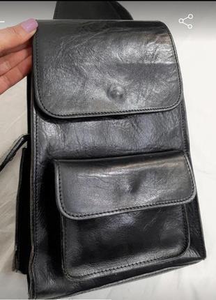 Мінімалістичний вінтажний шкіряний рюкзак в стилі cos з натуральної шкіри